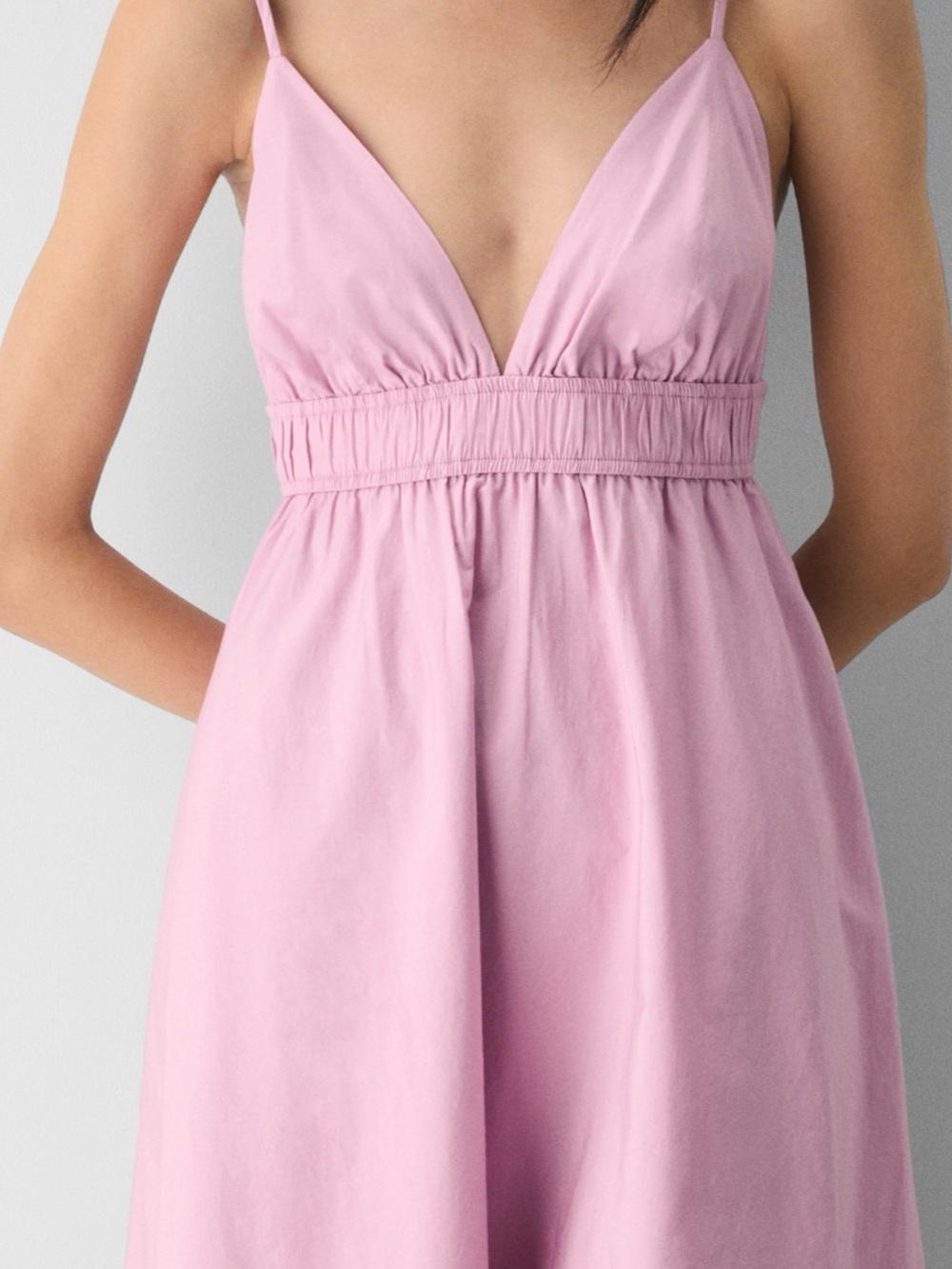 Pink Spaghetti-Strap Cotton Dress